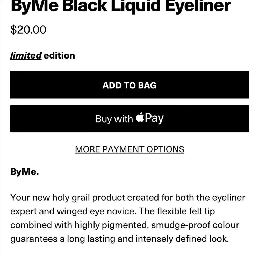 My Beauty Brand by Me black liquid eyeliner in carbon black rv $20 BNIB